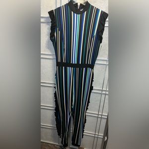 Multi Colored/ Ruffle Stripe Jumpsuit